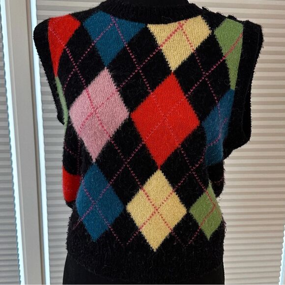 Colorful Rails Argyle Sleeveless Sweater Vest - Size XS - Picture 5 of 11